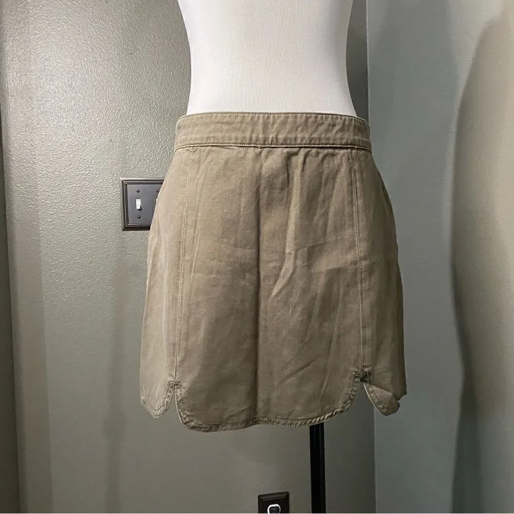 NWT Forever 21 Olive Green Scalloped Mini Skirt